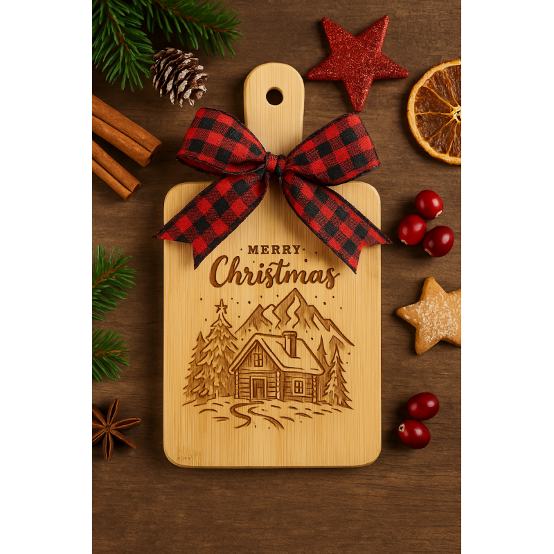 Mini Christmas Charcuterie Board – Engraved Bamboo | Southern Holiday Décor