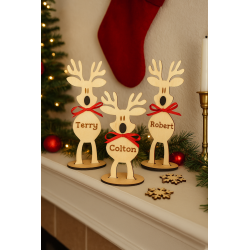 Personalized Reindeer Statuettes – Custom Laser Engraved Holiday Décor | Dawg Gone Gifts