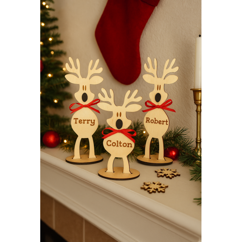 Personalized Reindeer Statuettes – Custom Laser Engraved Holiday Décor | Dawg Gone Gifts