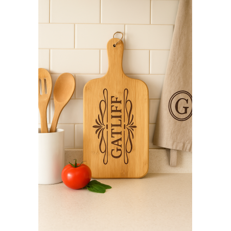 Personalized Bamboo Paddle Cutting Board – Custom Name Engraved | Southern Kitchen Gift