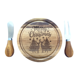 Merry Christmas Acacia Cheese Board Set – Southern Hostess Gift