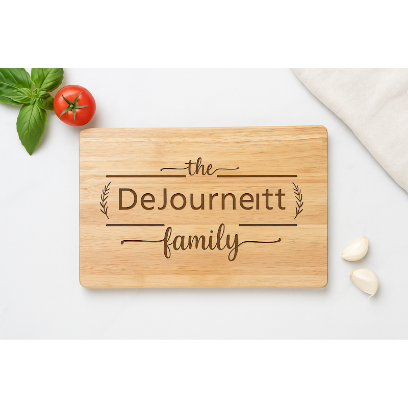 Personalized Rubber Wood Cutting Board | Custom Family Name Gift
