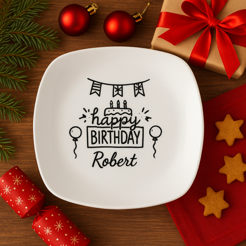 Personalized Happy Birthday Plate – Custom Engraved Porcelain – Laser Crafted in Mississippi