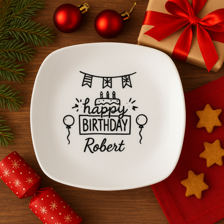 Personalized Happy Birthday Plate – Custom Engraved Porcelain – Laser Crafted in Mississippi