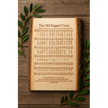 The Old Rugged Cross Live Edge Wood Wall Plaque – Laser Engraved Hymn