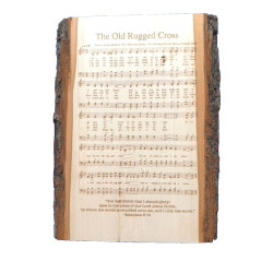 The Old Rugged Cross Live Edge Wood Wall Plaque – Laser Engraved Hymn