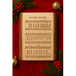 Silent Night Laser Engraved Wood Plaque – Rustic Live Edge Christmas Decor