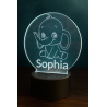 Personalized Baby Elephant Night Light – Custom LED Engraved Acrylic Disc